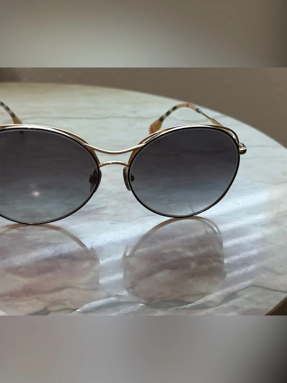 Gold Frame Round Women's Sunglasses - Gray Lenses